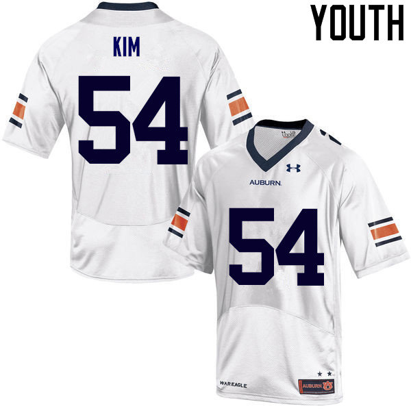 Auburn Tigers Youth Kaleb Kim #54 White Under Armour Stitched College NCAA Authentic Football Jersey HGS8274HS